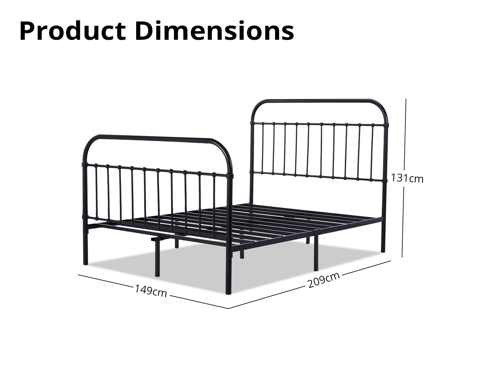 Darcy High Back Metal Bed Frame Black - Queen