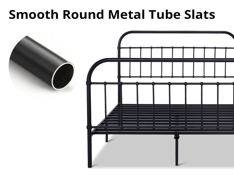 Darcy High Back Metal Bed Frame Black - Queen