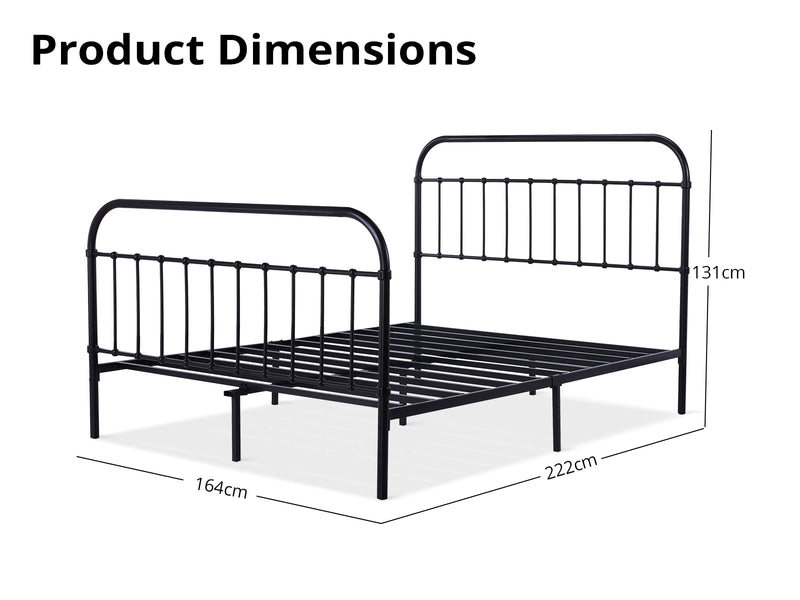 Darcy High Back Metal Bed Frame Black - King