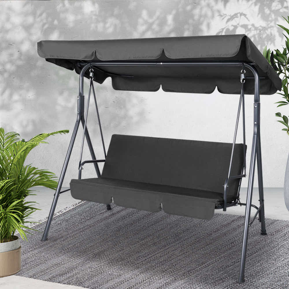 Swing Chair with Canopy - Black