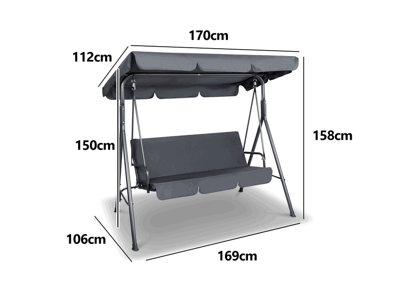 Swing Chair with Canopy - Grey