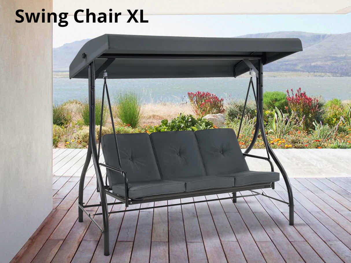 Reclining 3-Seater Swing Chair - Grey