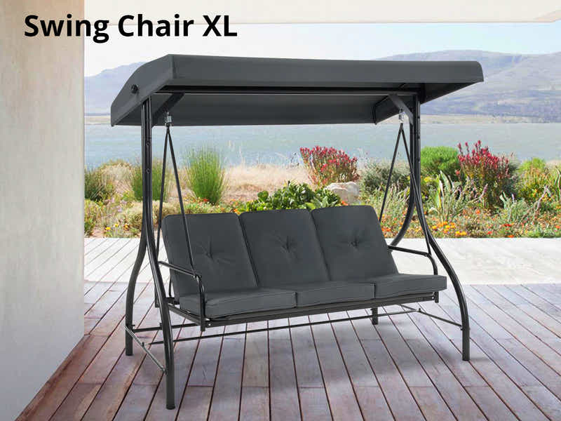 Reclining 3-Seater Swing Chair - Grey