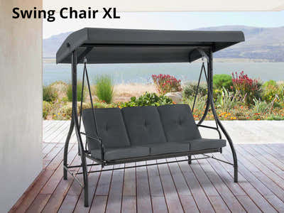 Reclining 3-Seater Swing Chair - Grey