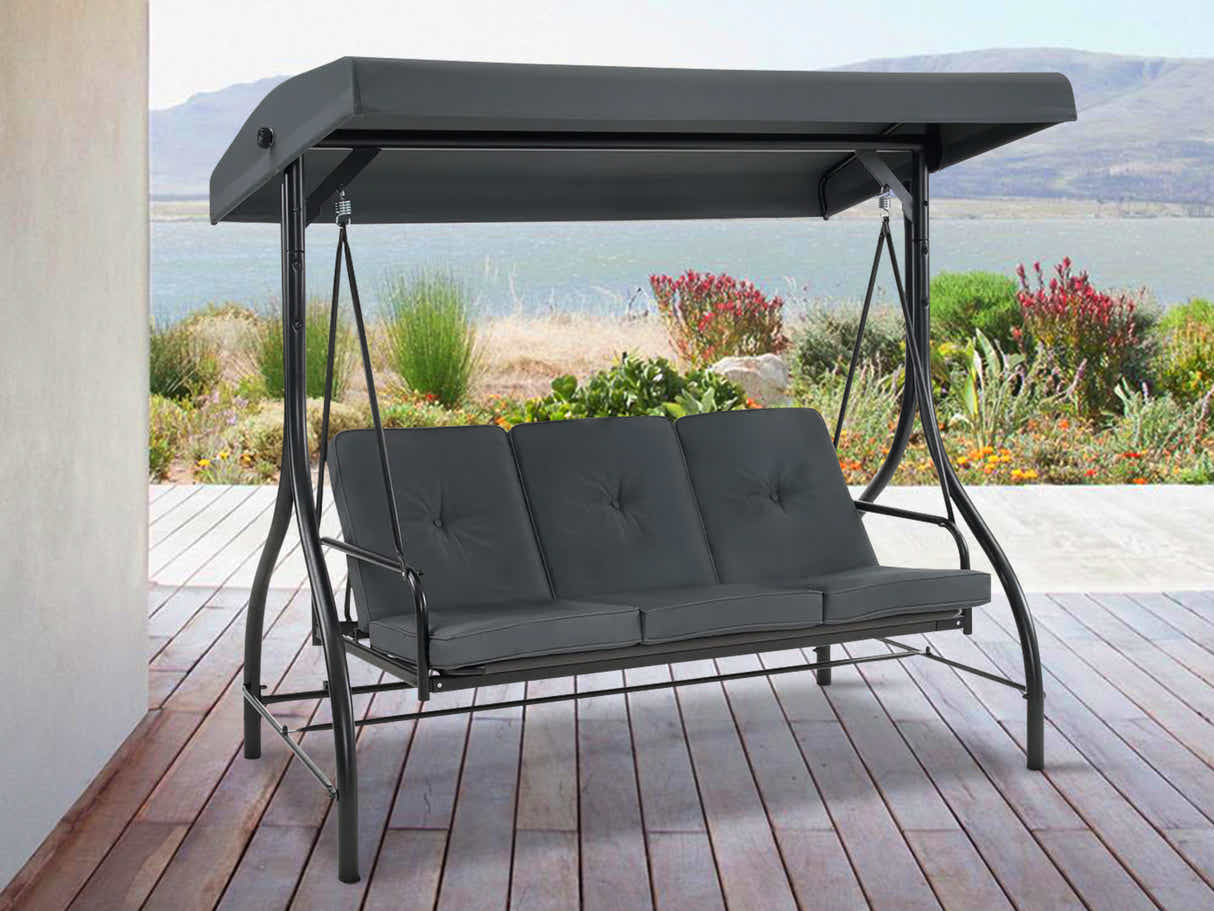 Reclining 3-Seater Swing Chair - Grey