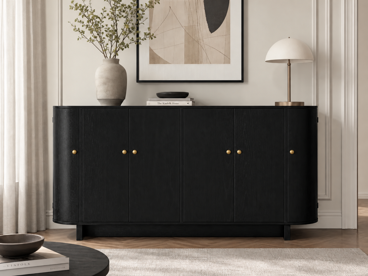 Black Buffet Cabinet - 160 cm