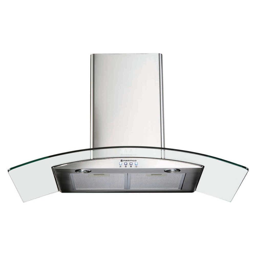 T Parmco RANGEHOOD CURVED GLASS 900MM STAINLESS 1000M3H
