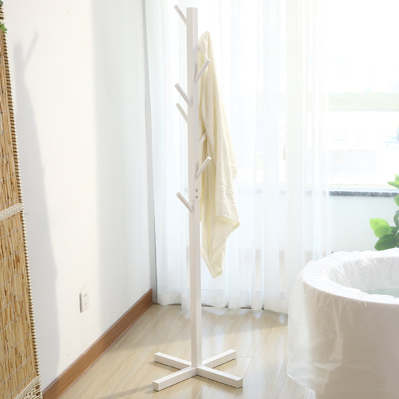DS BS Modern Wooden Cross Base Stand Coat Hat Rack-White