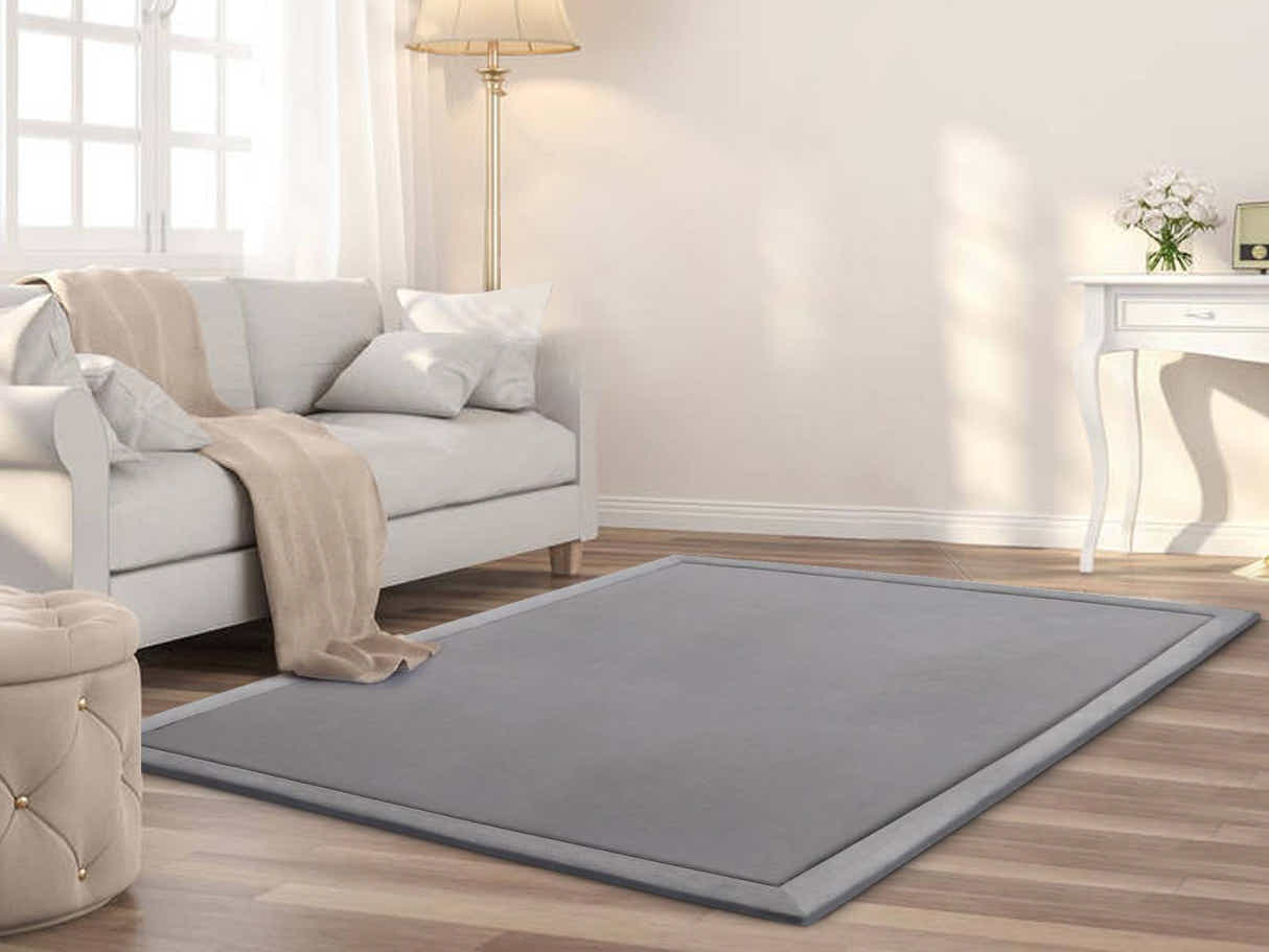 Soft Touch Plush Tatami Mat Rug 150cm x 200cm - Light Grey