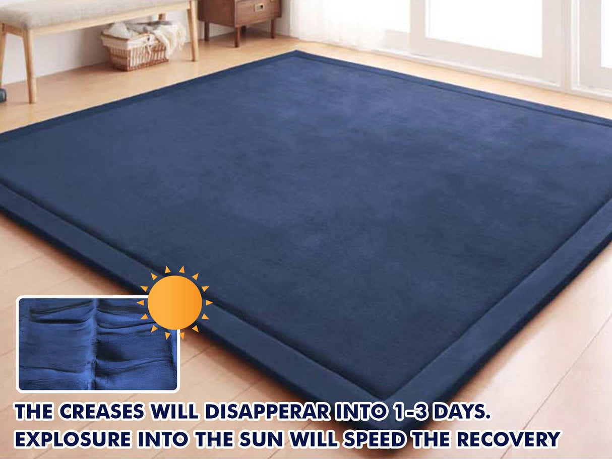 Soft Touch Plush Tatami Mat Rug 150cm x 200cm - Navy