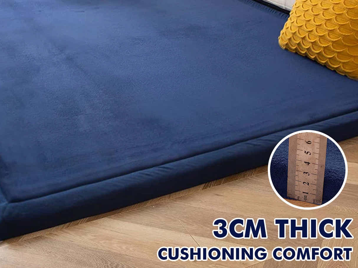 Soft Touch Plush Tatami Mat Rug 200cm x 300cm - Navy