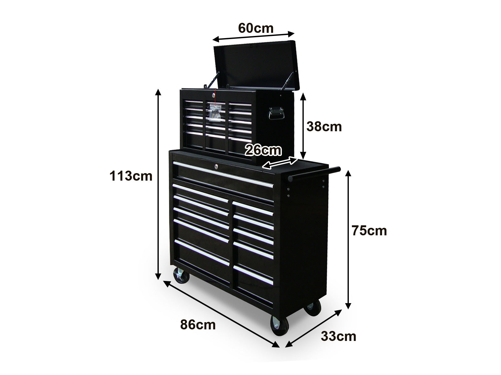 Tool Cabinet Roll Cabinet 11 Drawer+Tool Cabinet Chest 9 Draws Black