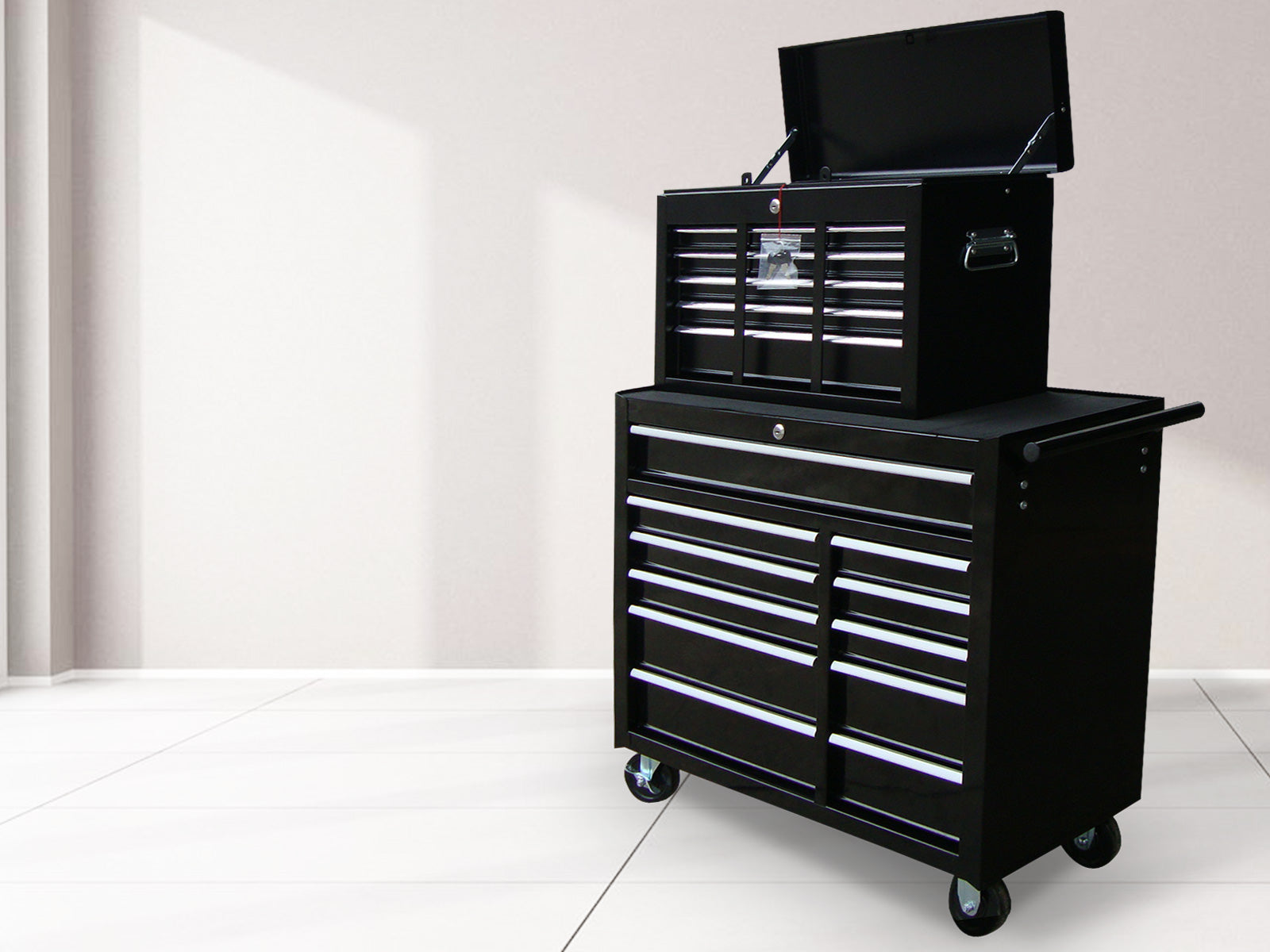 Tool Cabinet Roll Cabinet 11 Drawer+Tool Cabinet Chest 9 Draws Black