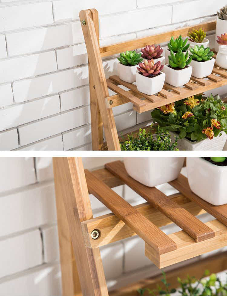 DS BS 3 Tier Foldable Bamboo Deco Plant Rack