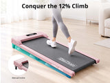 Treadmill Walking Pad With Manual Incline Pink Color