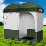 Double Camping Shower Toilet Tent Outdoor Portable Change Room Green