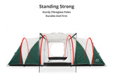 DS Family Camping Tent 12 Person Hiking Beach Tents (3 Rooms) Green
