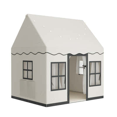DS NA Kids Play Tent Playhouse Castle with String Lights Floor Mat Side Pocket