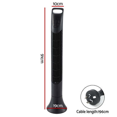 DS NA Devanti Tower Fan Oscillating 3 Speeds with Remote 91cm