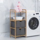 DS BS Natural Bamboo 2-Tier Multifunctional 2 Drawer Basket Rack