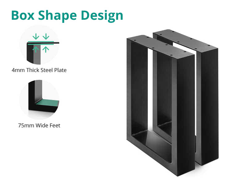 Box Shape Metal Table Legs - Set of 2