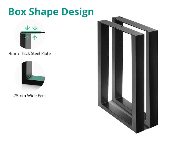 Box Shape Metal Table Legs Large - Set of 2