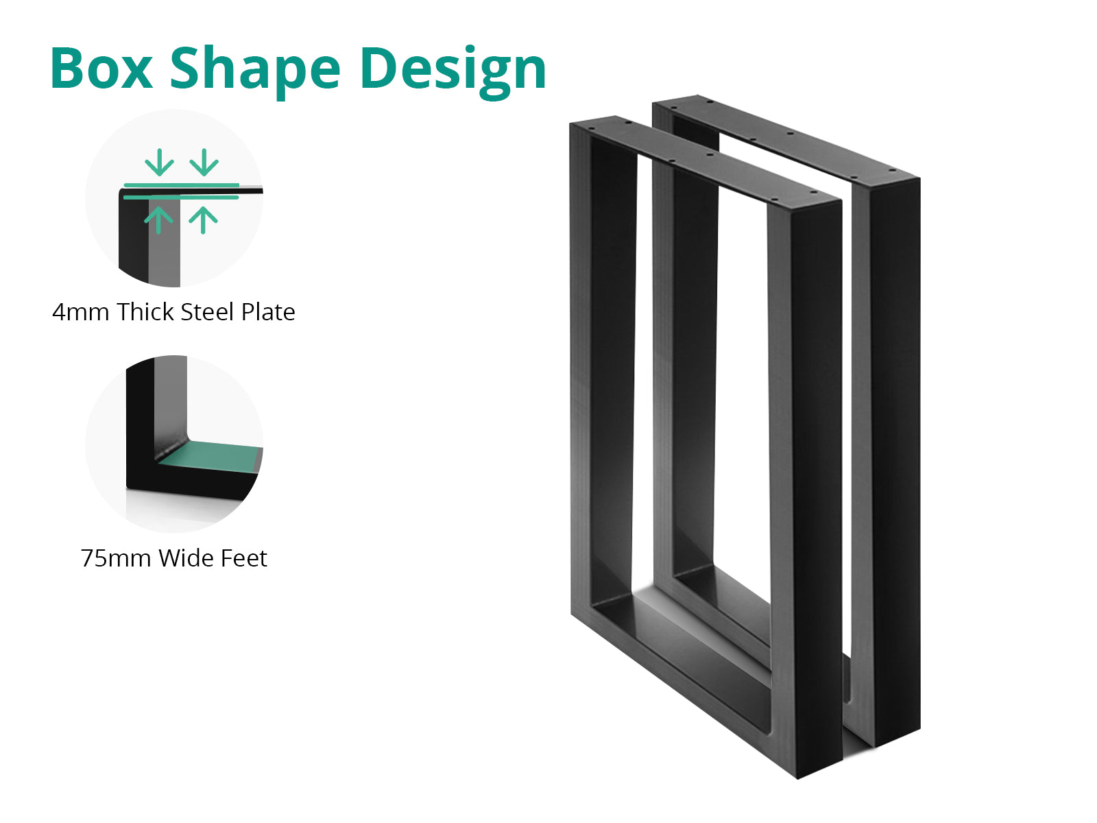Box Shape Metal Table Legs Large - Set of 2