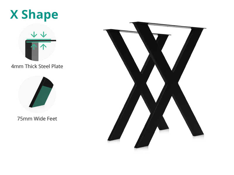 X-Shape Metal Table Legs - Set of 2