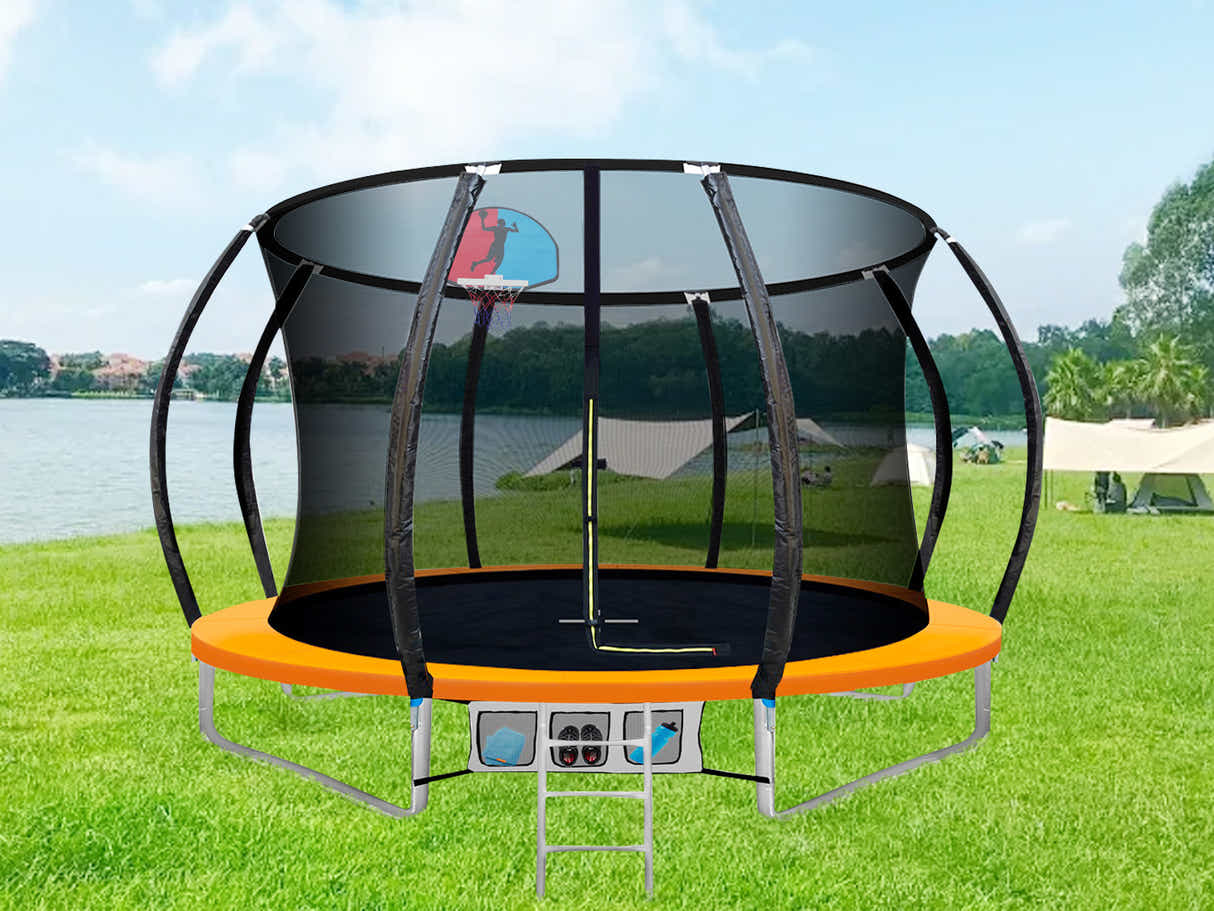 Arc Trampoline Orange with Basketball Hoop - 12ft