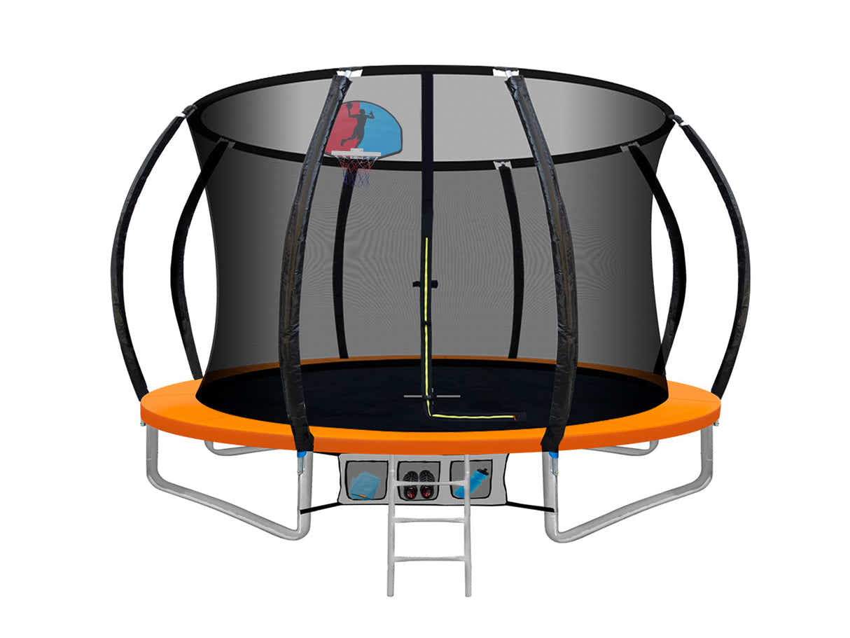 DS Arc Trampoline Orange with Basketball Hoop - 14ft