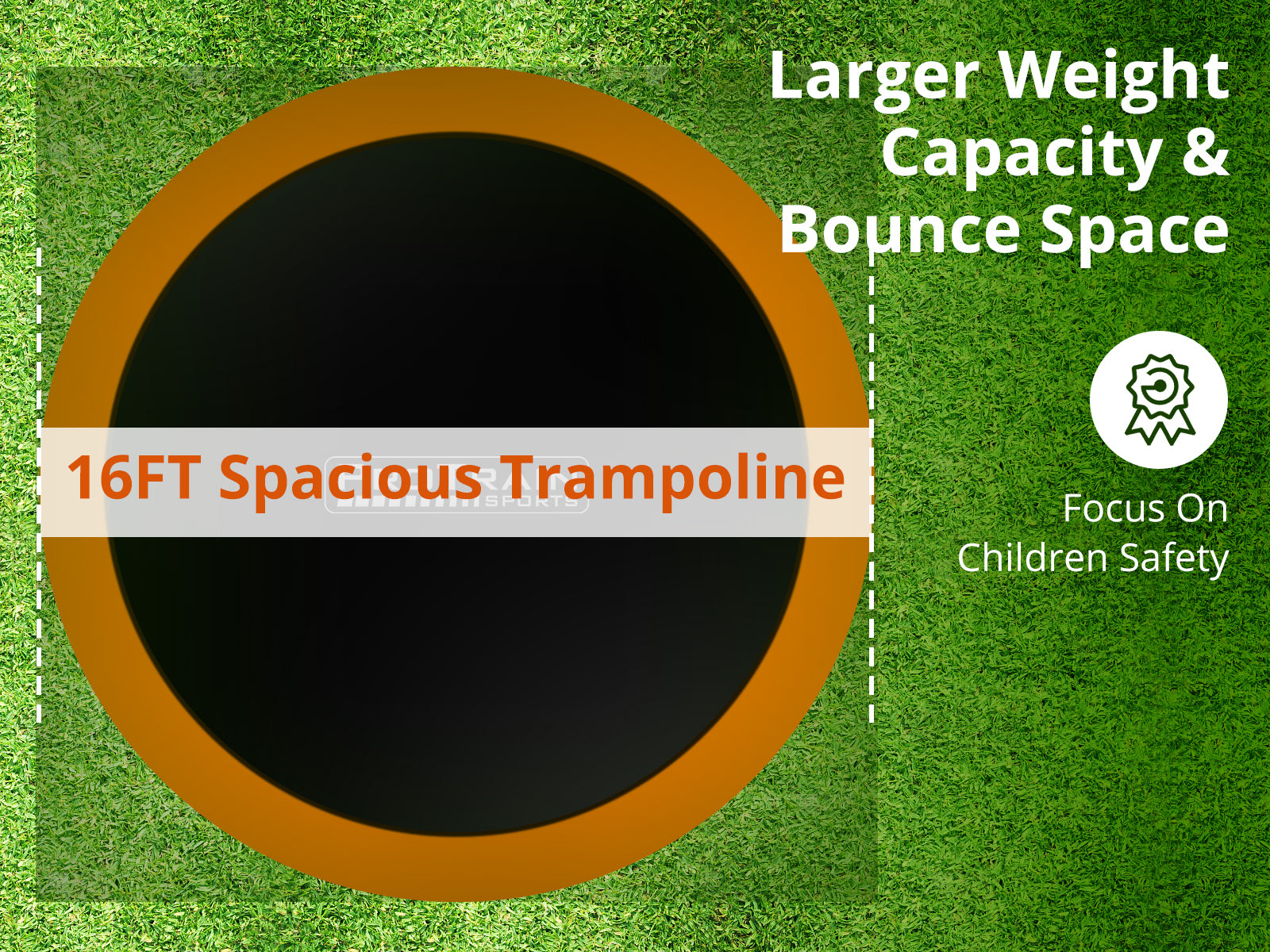 DS Arc Trampoline Orange 16Ft With Basketball Hoop