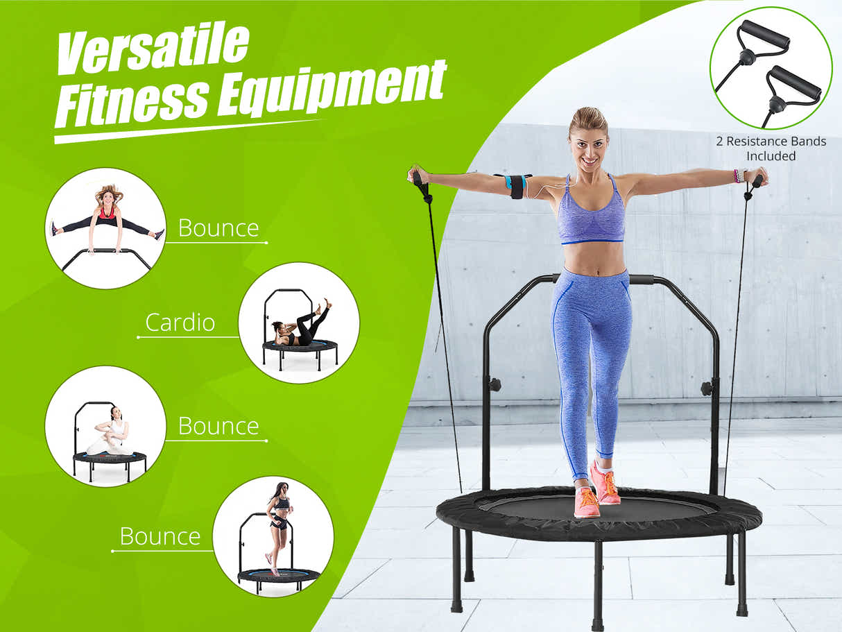Mini Trampoline with Handle 48-inch - Black