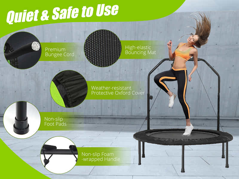 Mini Trampoline with Handle 48-inch - Black