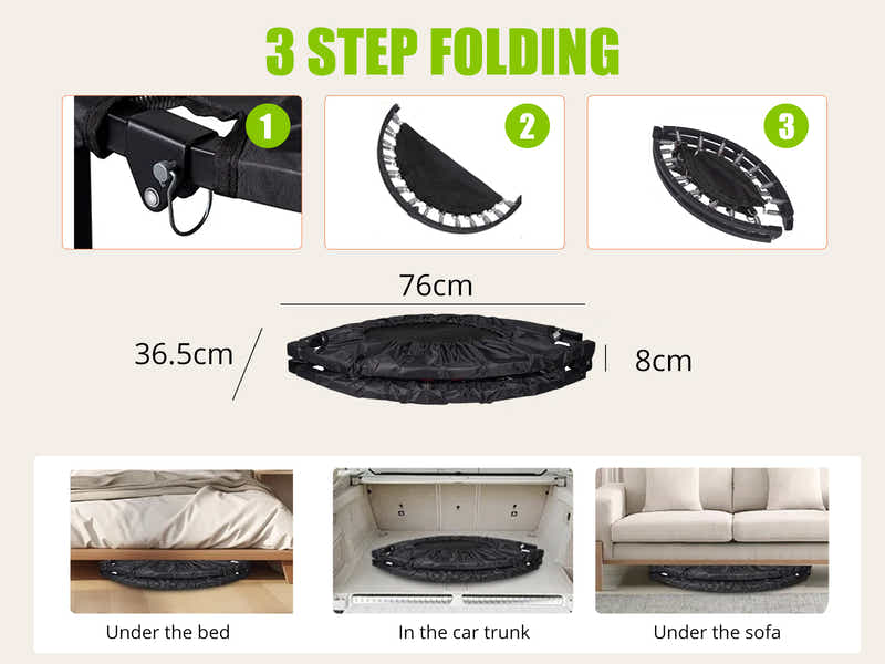 Mini Trampoline with Handle 40-inch - Black