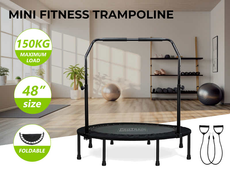 Mini Trampoline with Handle 48-inch - Black