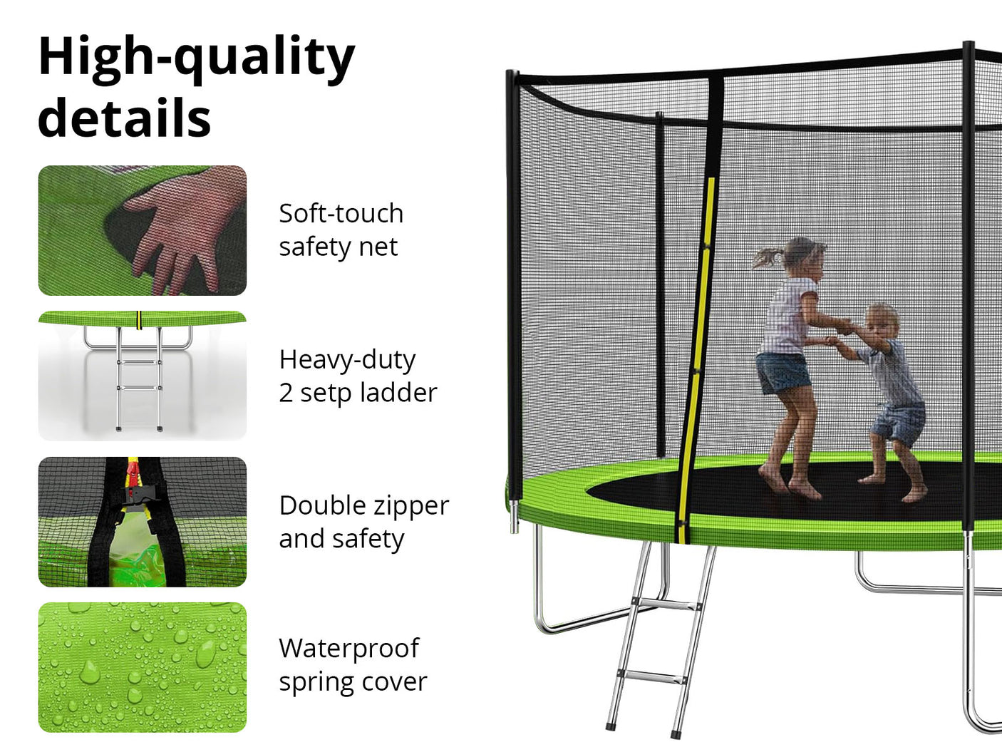 DS Trampoline Lime Outside Net 8Ft