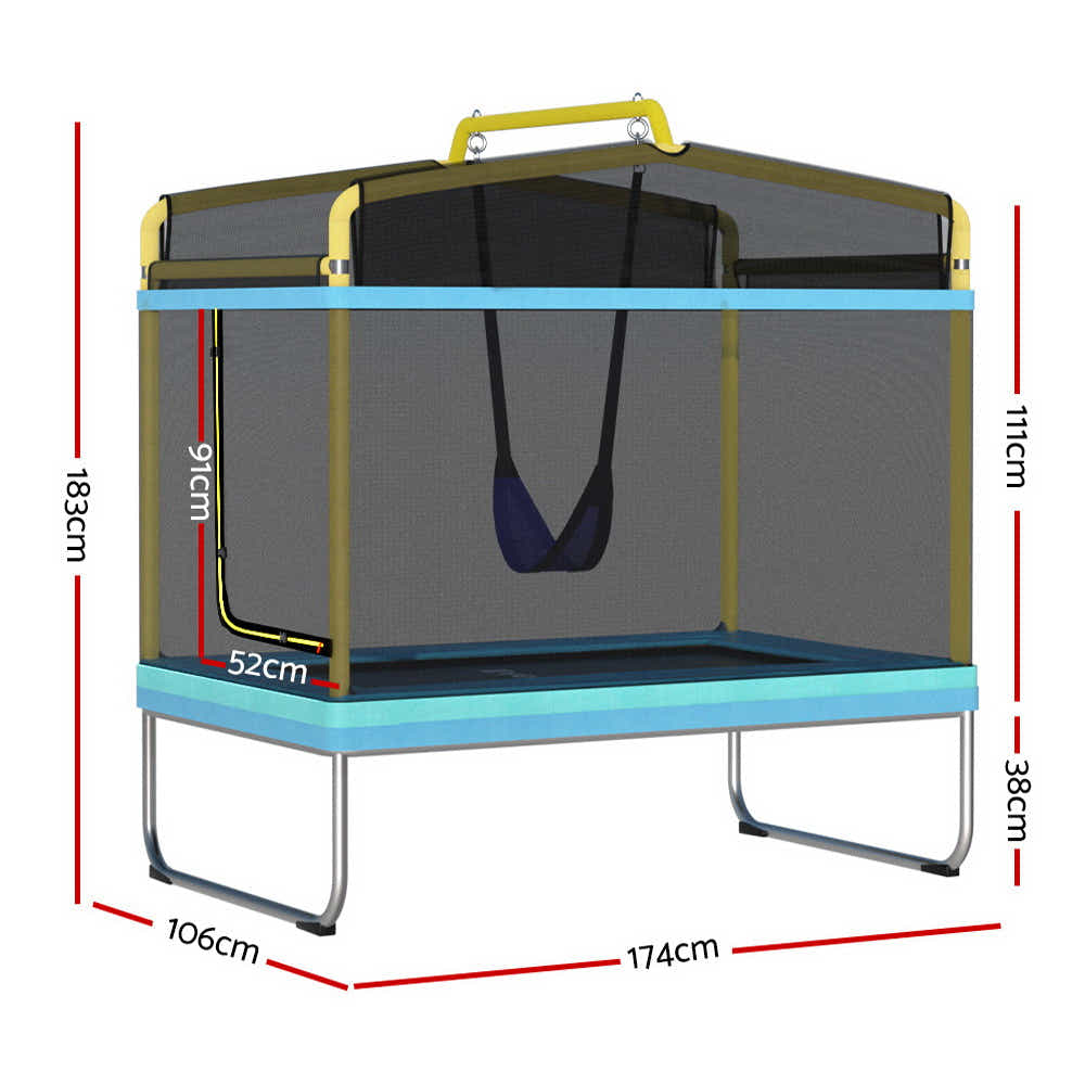 Everfit 6FT Trampoline for Kids w/ Enclosure Safety Net Swing Rectangle