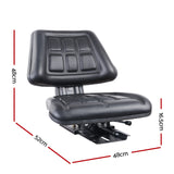 DS NA Giantz PU Leather Tractor Seat with Sliding Track - Black