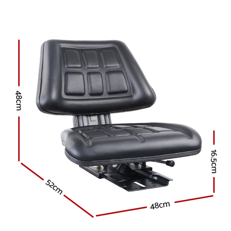 DS NA Giantz PU Leather Tractor Seat with Sliding Track - Black