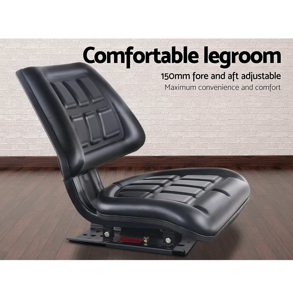 DS NA Giantz PU Leather Tractor Seat with Sliding Track - Black