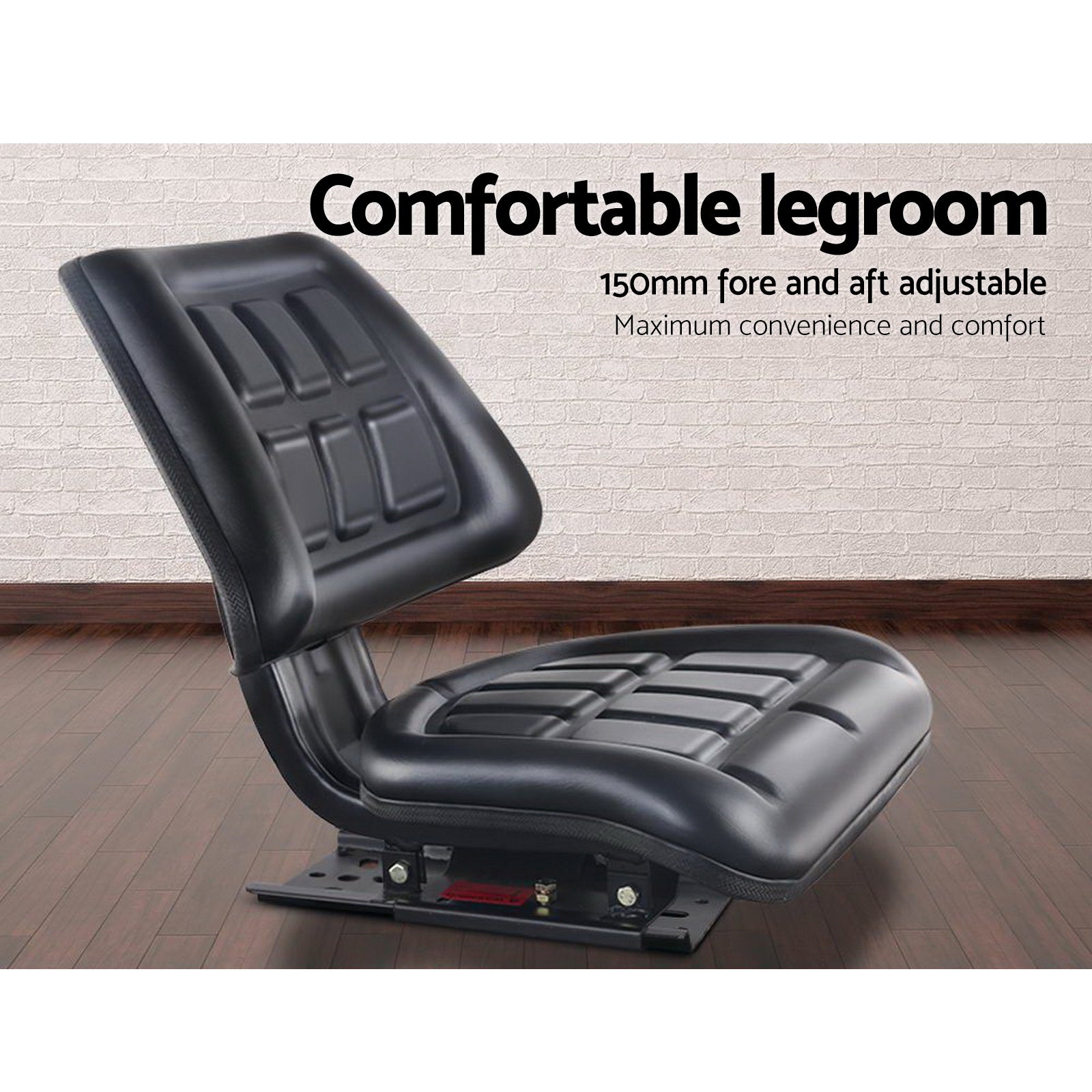 DS NA Giantz PU Leather Tractor Seat with Sliding Track - Black