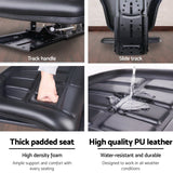 DS NA Giantz PU Leather Tractor Seat with Sliding Track - Black