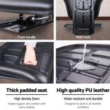 DS NA Giantz PU Leather Tractor Seat with Sliding Track - Black