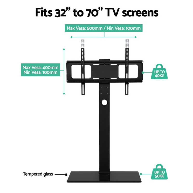 TV Stand Mount Bracket for 32"-70" LED LCD Glass Storage Floor