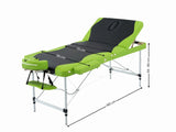 Massage Table Portable Aluminum 3-Fold Green+Black