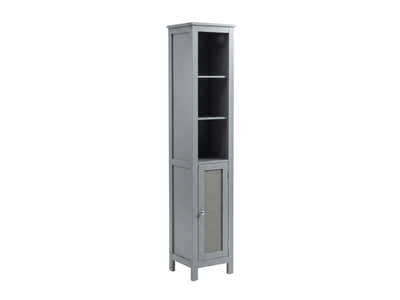Tower Cabinet with Rattan Door - Grey