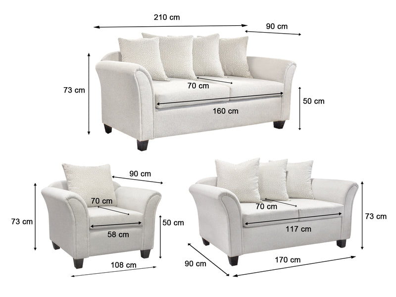 DS NZ Made Chika 3+2+1 Sofa Set - Kido Marble