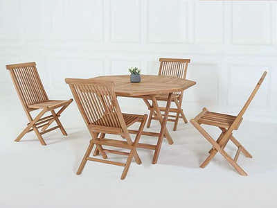 Goff Outdoor Teak Octagonal Table 1.2M Set