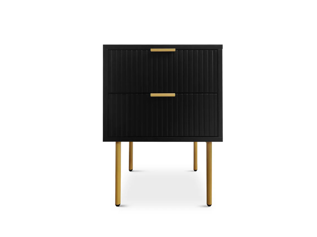 2-Drawer Bedside Table Black