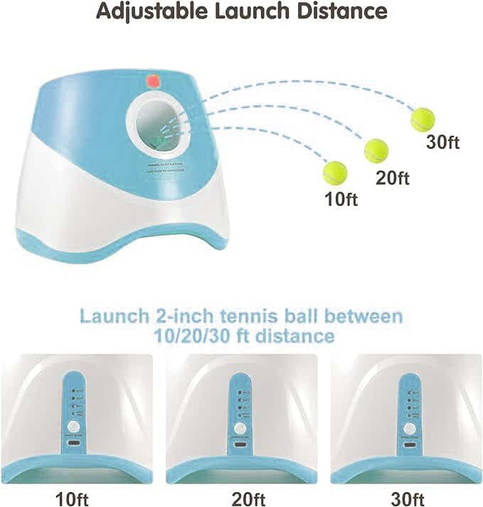 DS NA Automatic Dog Ball Launcher with 15 Mini Tennis Balls & Mesh Bag